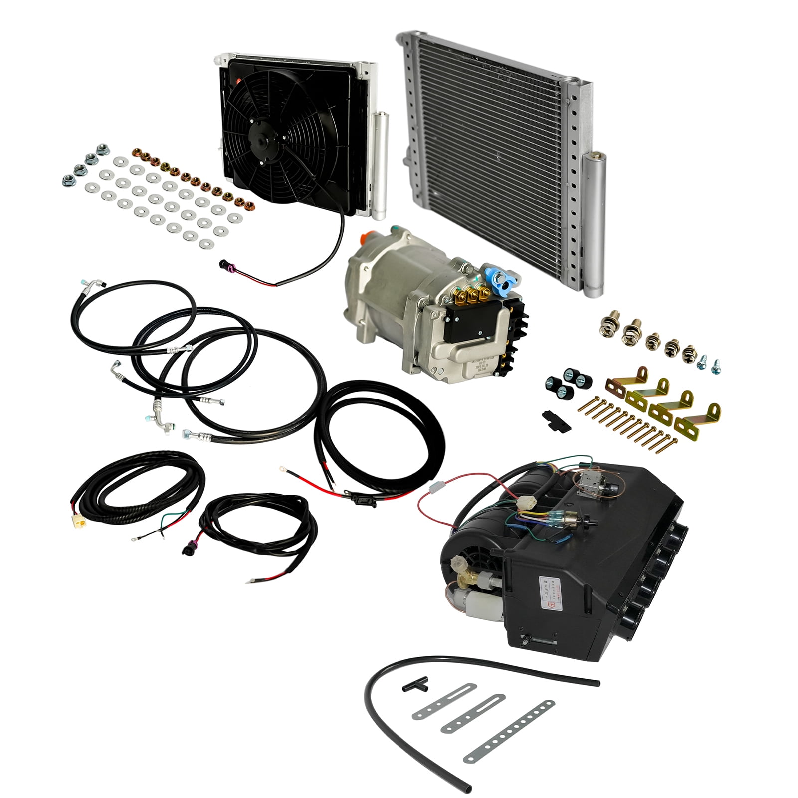 Mustrod 12V Universal Underdash Car Air Conditioner Electric A/C Unit Kit Compressor Cooling
