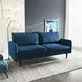 thumbnail image 2 of Enor Furniture Anacapa 70" Round Arm Upholstered Velvet Sofa in Blue, 2 of 15