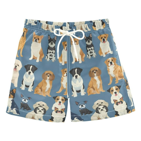 joogoo Boys Swim Trunks Cute Dogs Beach Board Shorts Drawstring Swimsuit XS