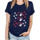 thumbnail image 1 of Fiudx Liquidación de Ahorros de Verano Tops con Estampado de Moda para Mujer, Blusa de Manga Corta, Camisetas Divertidas con Cuello Redondo, 1 of 3