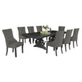 thumbnail image 1 of Dark Gray Wood Dining Set with Extendable Table and Gray Linen Chairs, 1 of 5
