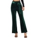 thumbnail image 1 of INSPIRE CHIC Pantalones de terciopelo para mujer Pantalones anchos elásticos de cintura con lazo con bolsillos Verde oscuro XS, 1 of 6