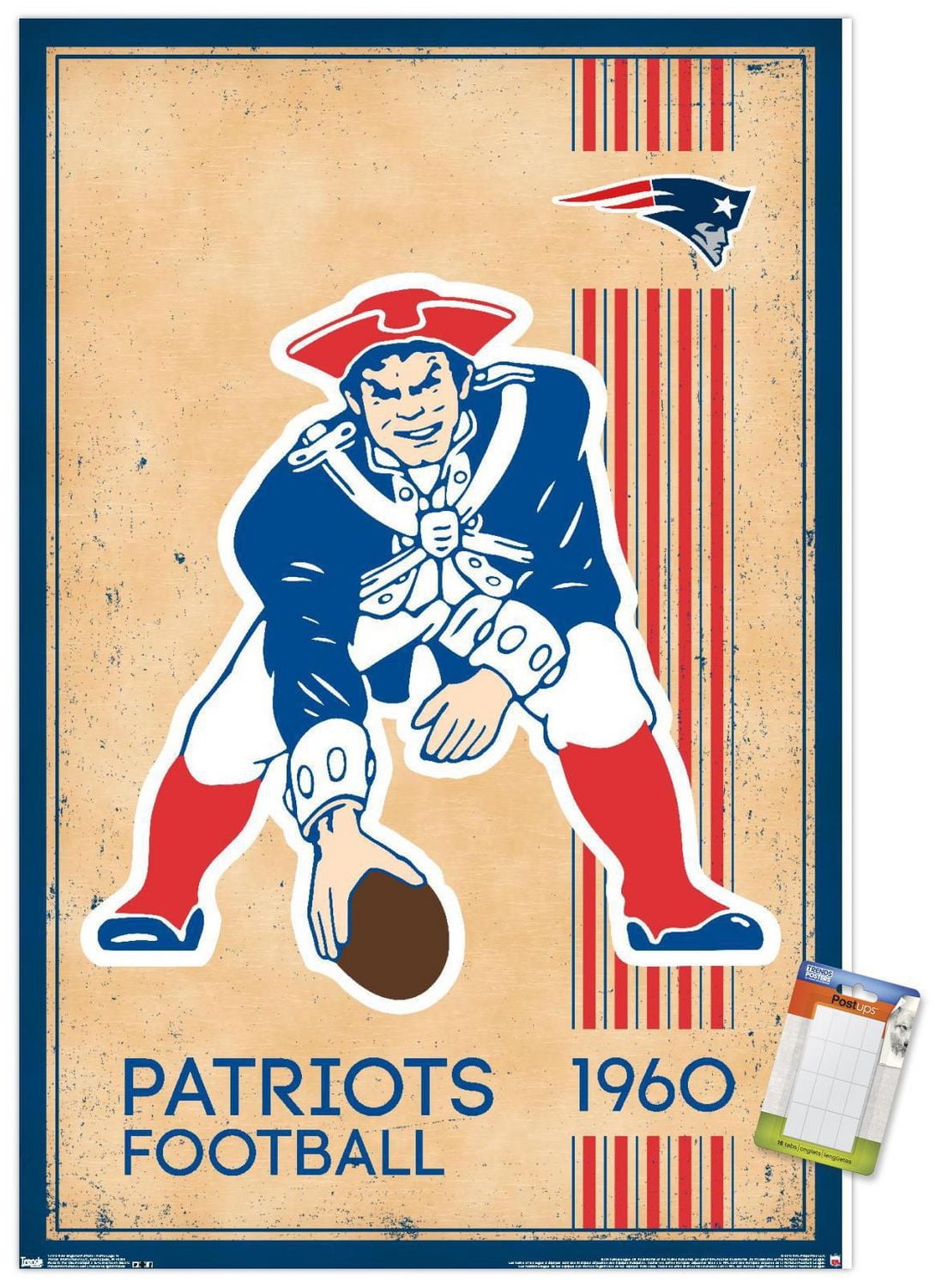 NFL New England Patriots - Retro Logo 14 Wall Poster, 14.725" x 22.375"