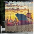 thumbnail image 4 of Ambesonne Nautical Shower Curtain, Big Ship at Sunset, 69"Wx75"L, Multicolor, 4 of 5