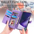 thumbnail image 6 of Zipper Storage Design Wallet Case for Samsung Galaxy S23 Ultra, Skin Friendly Feel Leather Case with Magnetic Clasp and Muliti-Card Slots Holster for Galaxy S23 Ultra,SZY Purple, 6 of 18
