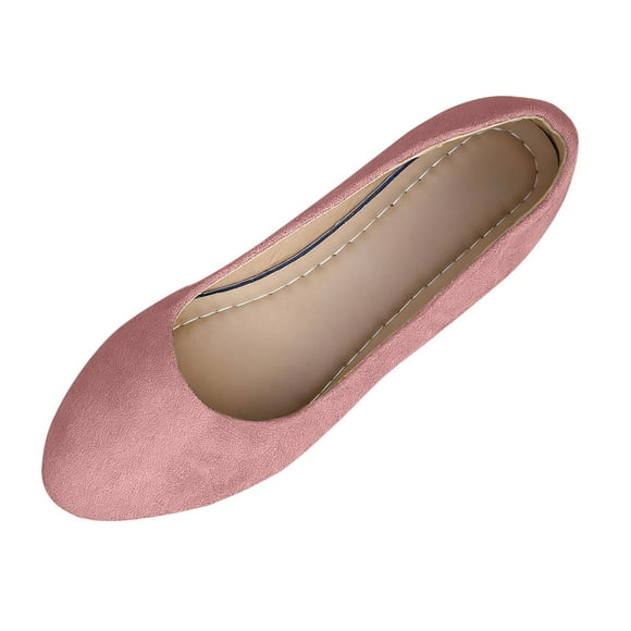 Wdhugt Women'S Slip On Moccasin Flat Shoes Casual Soft Sole Loafers Size Us 9 Foot Length 10.24 Inch Flock Pink
