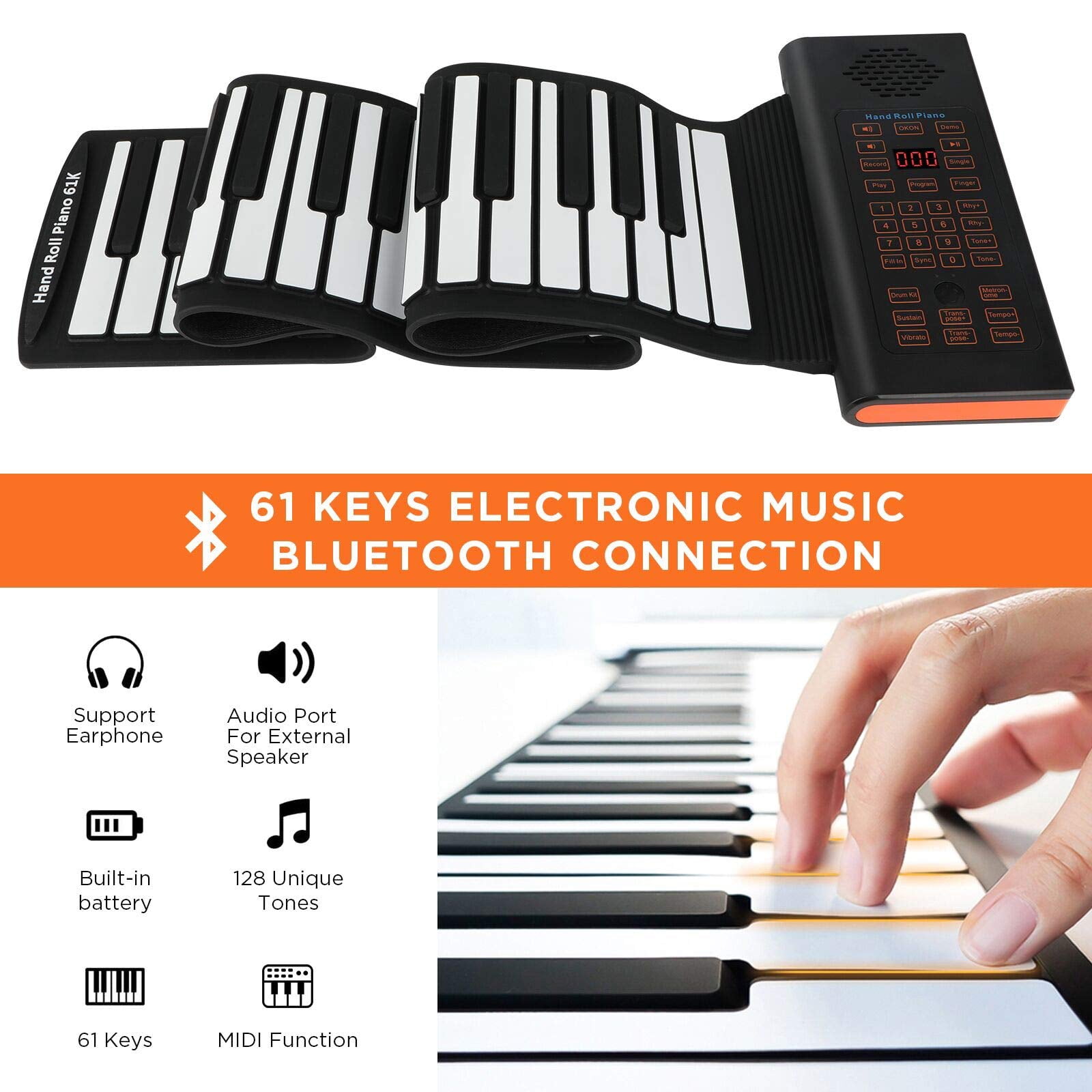 61 touches retrousser clavier souple Piano électro – Grandado