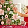 thumbnail image 4 of Ayieyill 92Pcs Christmas Tree Decorations Includes Poinsettia Christmas Flowers, Ball Ornaments, Artificial Glitter Berry Stems, Snowflake and Icicle Drop Crystal Ornaments | Rose Glod, 4 of 6