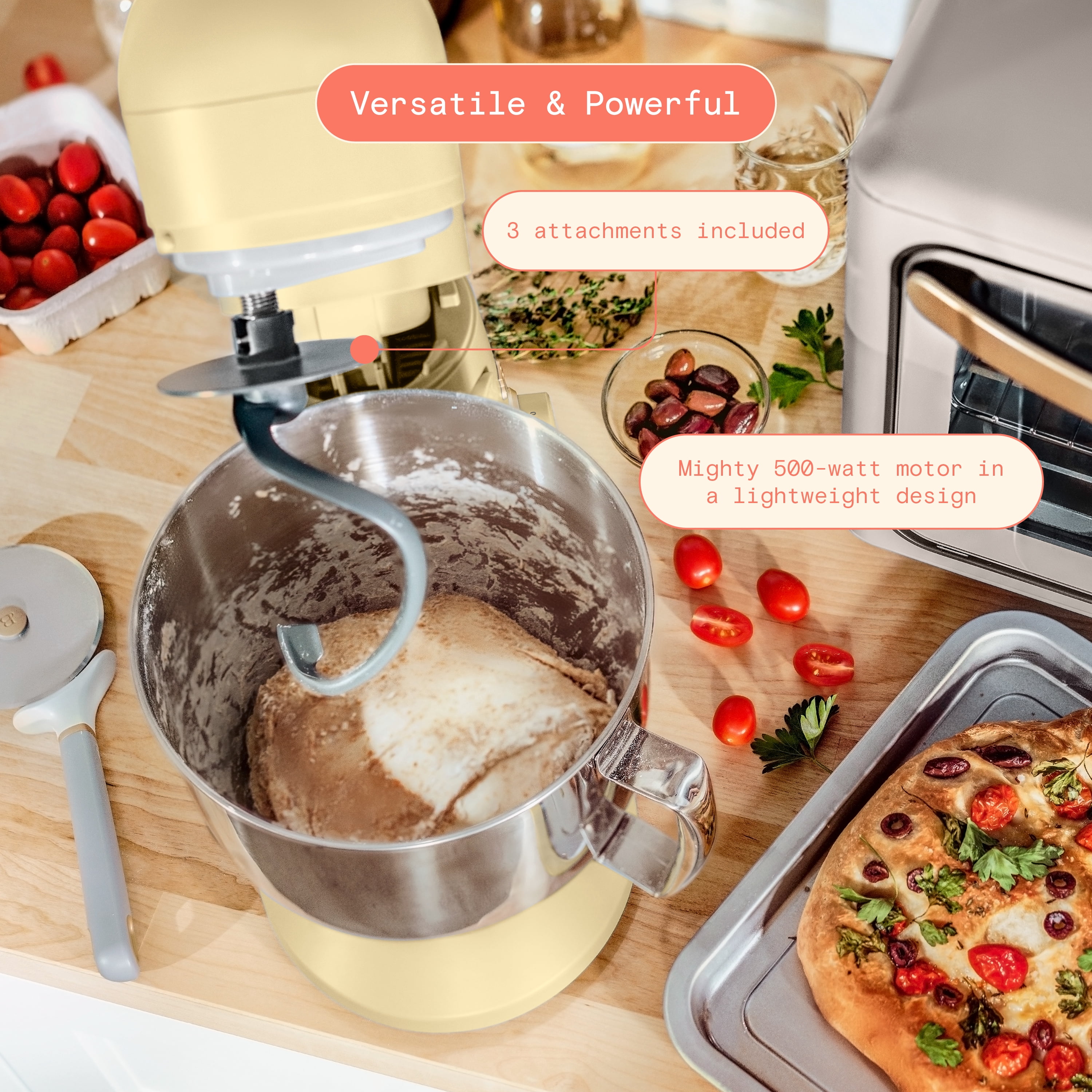 Beautiful 5.3 Qt Stand Mixer, Lightweight & Powerful with Tilt-Head, Buttercream by Drew Barrymore