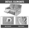 thumbnail image 4 of TOPCHANCES 6 Piece Velvet Recliner Cover for 2 Cushion Reclining Loveseat, Stretch Recliner Sofa Slipcover with Side Pocket, Silver Gray, 4 of 8