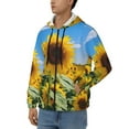 thumbnail image 3 of Wukai Sky Golden Sunflower Field B Print Men's Zip-Up Hoodie,Fleece Full-Zip Hoodie for Men, Hooded Sweatshirt-Small, 3 of 5