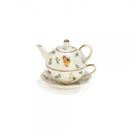 - Botanical Porcelain Duo Teapot, Teacup and Saucer Set