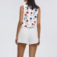 thumbnail image 5 of WTOBBY Women's Summer Floral Print Two Piece Outfit Sleeveless Square Neck Cropped Top and High Waist Shorts Set with Pockets Bodysuit Style for Casual Fashion ,White 2XL, 5 of 5