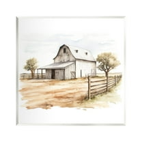 Stupell Industries Rural Barn Painting Landscape Painting Unframed Art Print Wall Art, 12 x 12