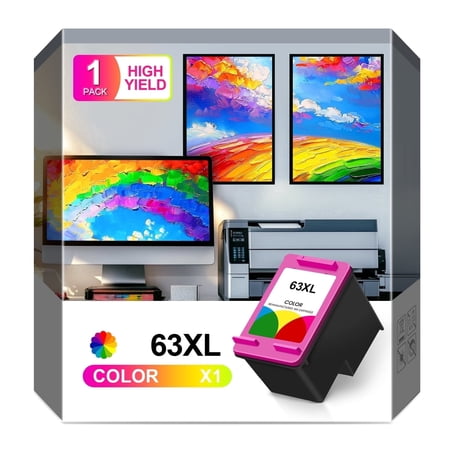 63XL Ink Cartridges Compatible for Printer 63 Ink Color Cartridges for Officejet 3830 4650 5200 5258 5255 Envy 4520 4512 Deskjet 1112 3630