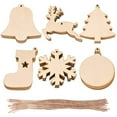 10Pcs Unfinished Wooden Ornaments Christmas Wood Ornaments Hanging
