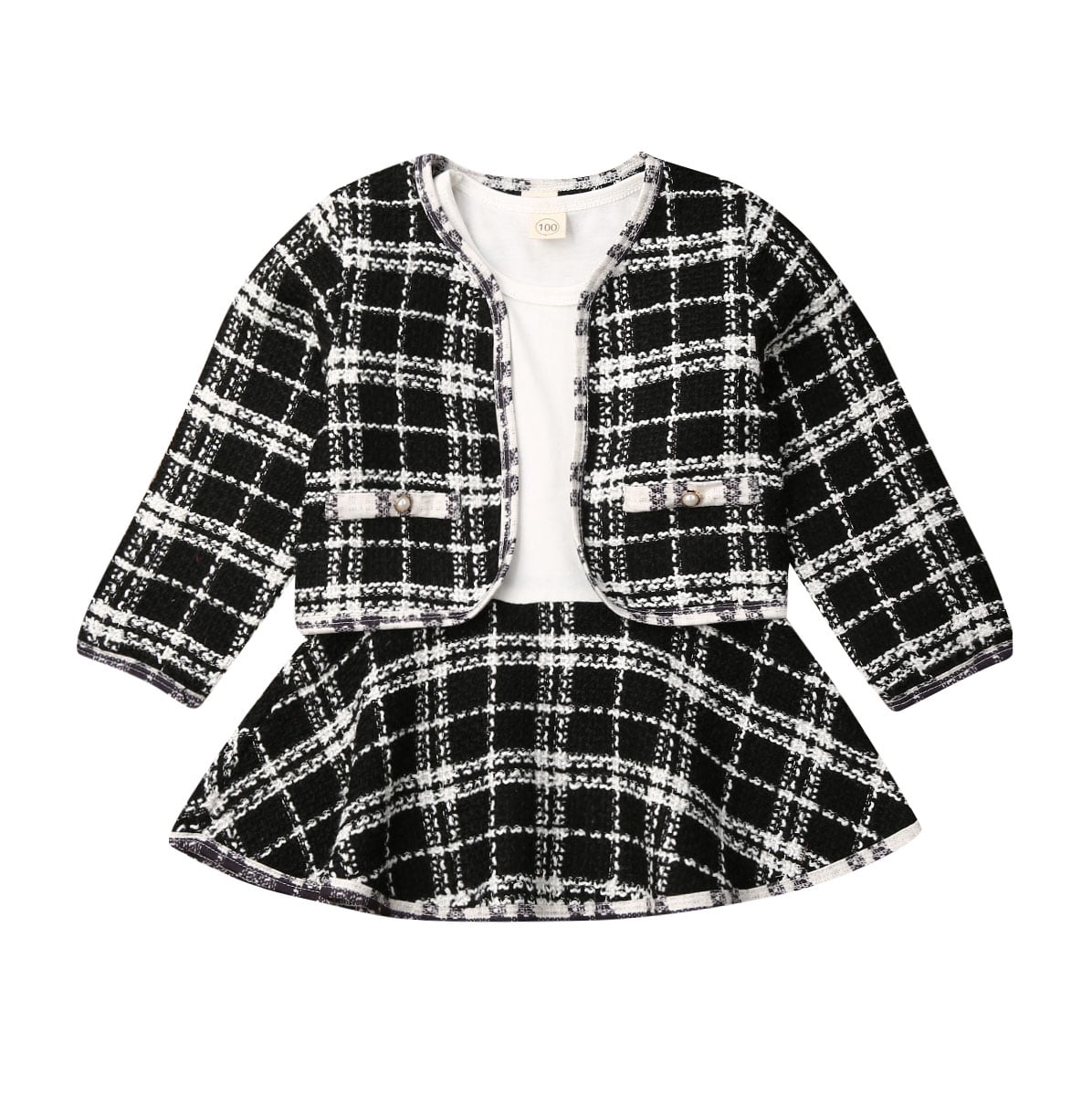 Loalirando Baby Girls' Tweed Cardigan Mini Skirt Princess Dress Autumn/Winter Clothing Set