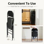 CONCETTA 2 Pack Folding Chair, Indoor Outdoor Portable Stackable Commercial Leather Padded Seat for Home, Office, Party, Black