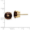 thumbnail image 2 of 14k Yellow Gold Polished Post 10mm Round Smokey Quartz Earrings 11x11mm Wide Stud Earring for Women, 2 of 2