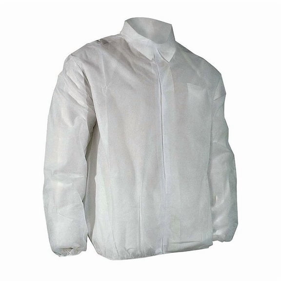 Disposable Lab Coat, Polypropylene, Hook-and-Loop Closure, White, 4XL, 50 PK