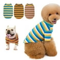 thumbnail image 1 of Flmtop Chemise pour Animaux Col Rond Tissu Tricoté Ajusté Pull Rayé pour Chien Intérieur Vert, 1 of 9