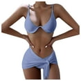 thumbnail image 2 of Traje de baño de 2 piezas para mujer, trajes de baño para mujer, bikini liso con tirantes y abertura en V, conjunto de traje de baño de tres piezas para mujer, 2 of 9