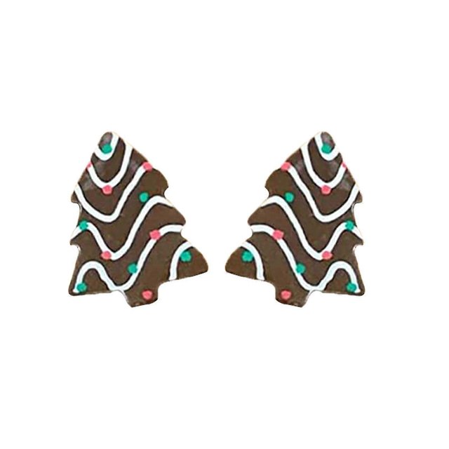 par de pendientes de botón de árbol de Navidad con dibujos de cristales de imitación, regalo decorativo geométrico simple festivo para mujeres y niñas, lindos pendientes de botón de árbol de Navidad,