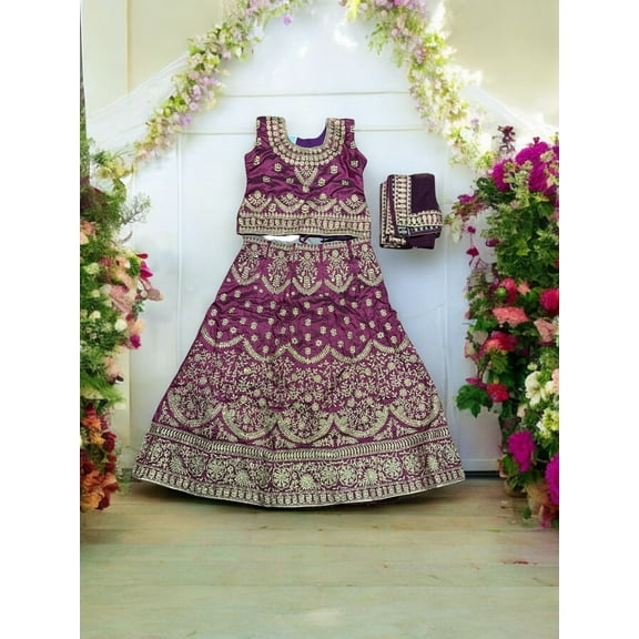 Traditional Girls Lehenga Choli Set, Cultural Wear for Kids,024