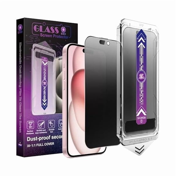 can 2-Pack Matte Privacy Screen Protector for iPhone 16 and iPhone 15 and iPhone 14 Pro 6.1-Inch, Auto Dust Removal, No Bubbles,Anti-Spy Tempered Glass Film, Easy Installation