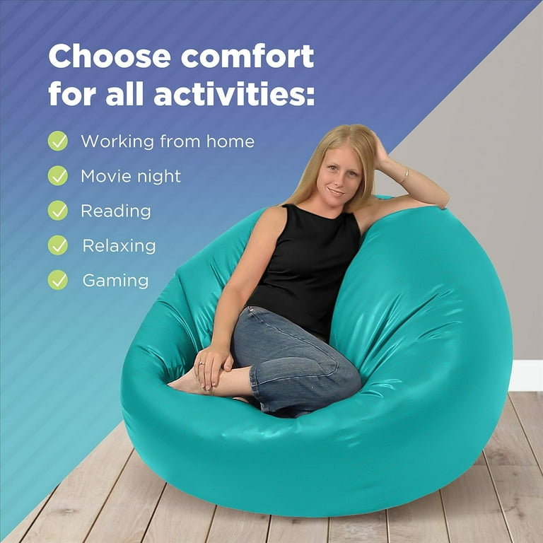 Bean Products Small Vinyl Bean Bag Chair | Filled w/Polystyrene Beads & CertiPUR Foam | Made in USA | 31”W, 33”L, 20”H | 15lb | Available in 2 Sizes