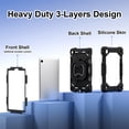 thumbnail image 3 of SaniMore Case for Samsung Galaxy Tab A7 Lite 8.7 inch 2021 Model (SM-T220/T225), Shockproof Shoulder Strap 360° Rotating Handle Bracket Pencil Holder Tri-layer Hybird Anti-drop Kids Shell, Black, 3 of 9