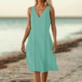 thumbnail image 2 of Ahuyic Womens Casual Dress,Womens Plus Size Dress,Womens Summer Casual V-Neck Sleeveless Solid Long Dress,Mint Green,XXXXXL, 2 of 5