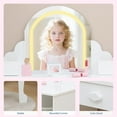 thumbnail image 5 of Juiluna Kids Vanity with Lighted Mirror & Stool, Little Girls Vanity with Adjustable LED Light, Storage Drawer & Shelves for Girls 3-9, White/Pink/Purple, 5 of 7