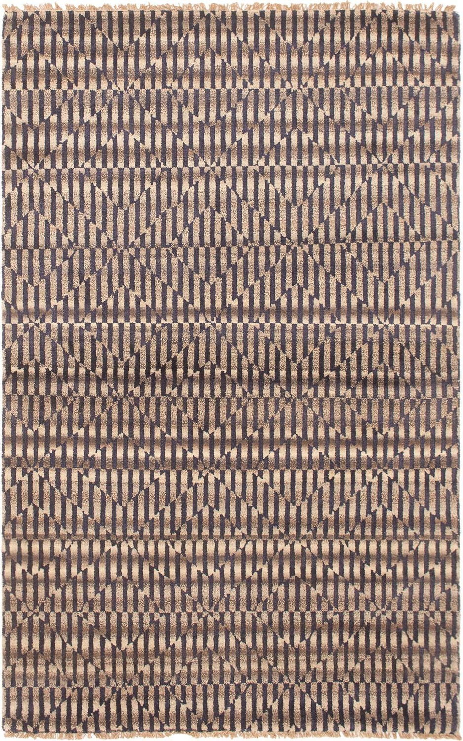 ECARPETGALLERY 5'1" x 8'1" Moroccan Tangier Hand-knotted Area Rug for Living Room, Dining Room and Bedroom in Brown