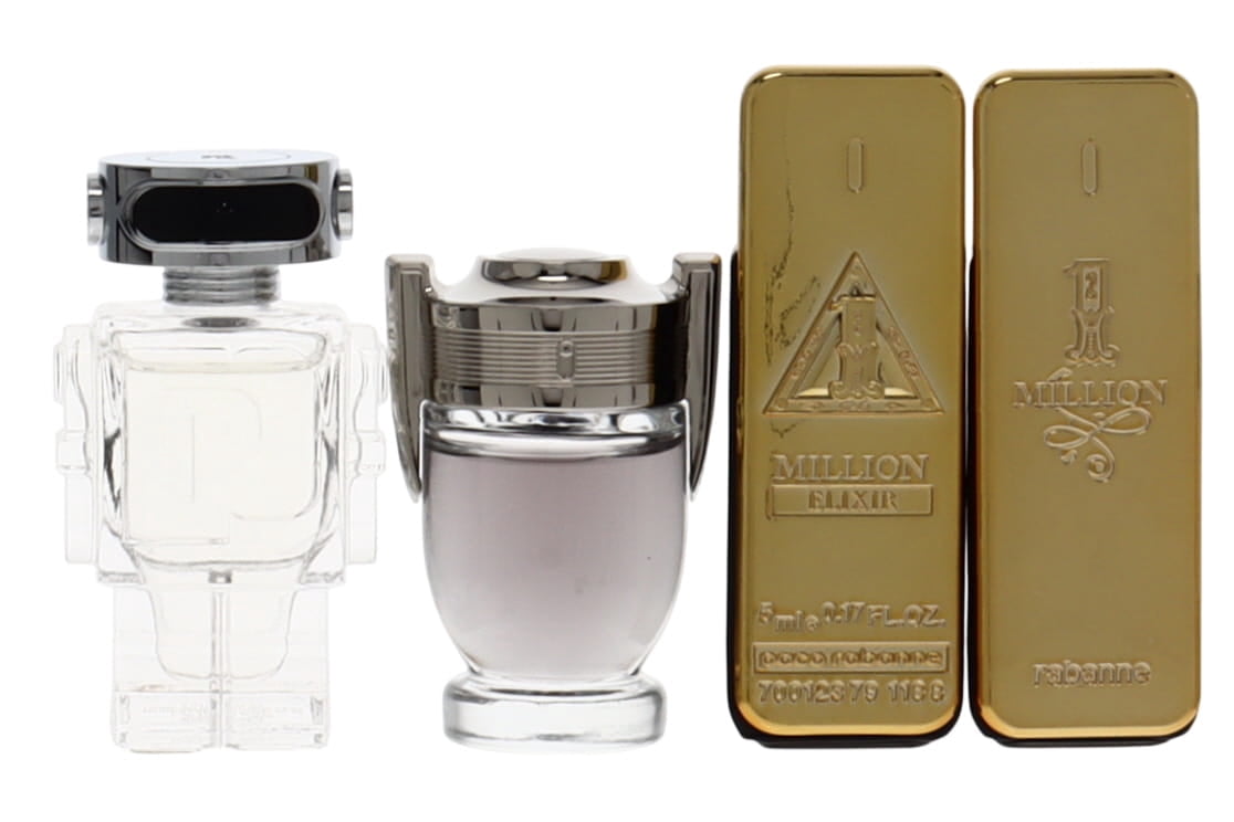 Paco Rabanne 4-Piece Gift Set for Men: Phantom EDT, Invictus EDT