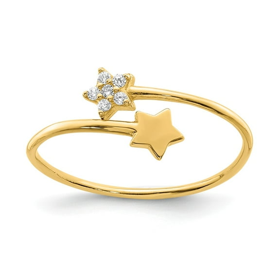 Real 14kt Yellow Gold CZ Star Ring Size: 7; for Adults and Teens; for Women and Men