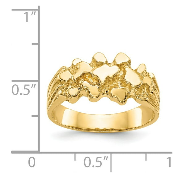 14K Yellow Gold Ring Band Themed Nugget
