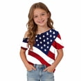 thumbnail image 6 of Girls 4th of July Shirts Kids 250th Anniversary USA Shirt Tops Short Sleeve One Shoulder T-Shirts Independence Day Graphic Tees Patriotic Pullover Blouse Multicolor B 5-6 Years, 6 of 9