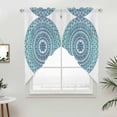 thumbnail image 2 of Swag Valance Curtains for Windows, Turquoise Boho Light Filtering Kitchen Curtains with Rod Pocket, Retro Ethnic Teal Geometric Aesthetic Window Treatment Valances for Living Room, 36x63 - 2 PCS, 2 of 9