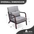 thumbnail image 7 of Mid Century Modern Accent Chair, Arm Chair Living Room Chairs with Lumbar Pillow Upholstered Lounge Reading Chair with Solid Wood Frame &Cat-Scratch Leather for Living Room (Pu-Gray), 7 of 7