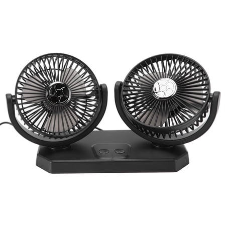 Suodoka 12V Double Head Electric Fan Double Control 3 Gears Strong Wind USB Charging Car Cooling Fan for Minivan Trucks Desktop Table Auto Accessories (9.3 inches / 23.6 cm)