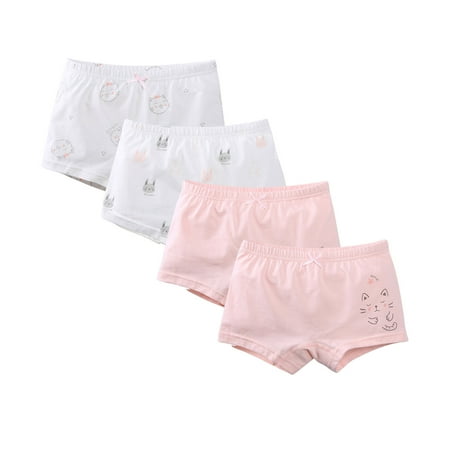 Little Girls  Soft Cotton Underwear Kids Cool Breathable Comfort Panty Briefs Toddler Undies(Pack of 4) White 7 Years