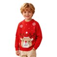 thumbnail image 4 of Boys Christmas Deer Sweater,Crew Neck Long Sleeve Snowflake Jacquard Knit Pullover for 2-7 Years, 4 of 5
