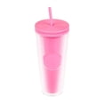 thumbnail image 2 of Paquete con 36 piezas de Vaso de plástico doble pared con popote rosa 9.7 x 22.7, 2 of 5