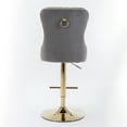 thumbnail image 6 of Yoneston Bar Stools Set of 2, Adjustable Height Bar Stools with Tufted Velvet Upholstery, Nailhead Trim & Gold Metal Base, Modern Counter Stools for Pub, Kitchen Island, Gray, 6 of 9