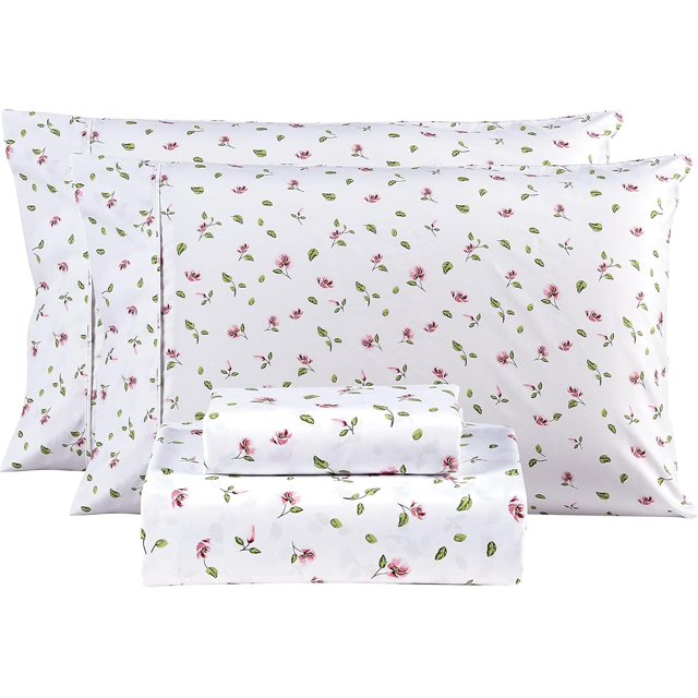 Floral Queen Sheets Soft Breathable Microfiber Vintage Printed Bed Sheet Set Deep Pocket Fitted Sheet Included Flower Pattern