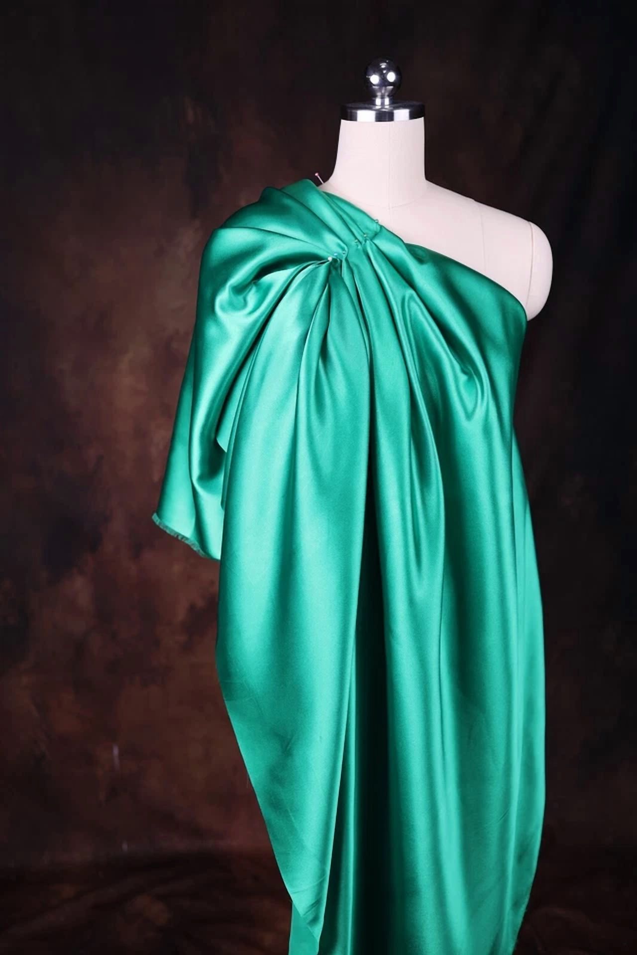 BUTTERFLY- Emerald Green Satin Charmeuse Fabric By The Yard 901