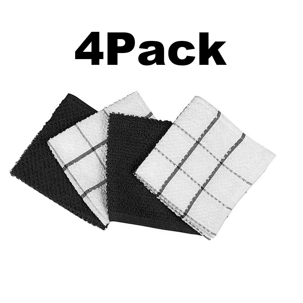 Cotton Terry Dish Cloths, 4Pack, Ultra Soft and Absorbent Dish Rags
