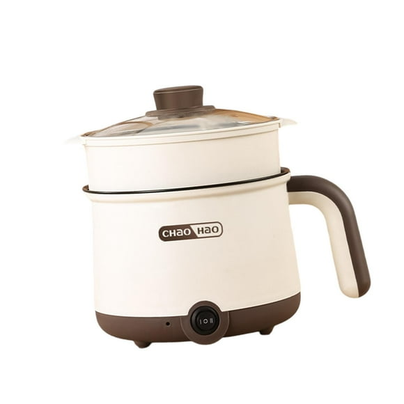 Cocina eléctrica pequeña,Olla eléctrica antiadherente para cocinar ramen de 1,8 l,Olla eléctrica portátil para pasta y filetes con vaporera,Cocina eléctrica con control de temperatura