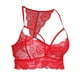 thumbnail image 5 of Bustier de encaje floral transparente, top corto con tirantes, sujetador tipo bralette para mujer rojo, 5 of 9